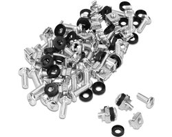kwmobile M6 kooimoeren 50 stuks - Stalen kooimoerenset - Inclusief schroeven en sluitringen - Voor 10 inch of 19 inch serverkasten - Zilver