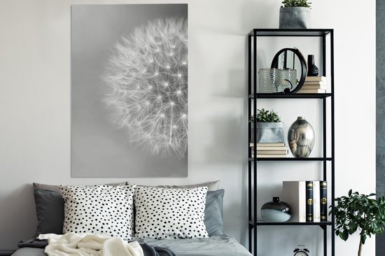 Tableau sur toile Macro image d'un pissenlit fané - noir et blanc - 90x140 cm - Décoration murale