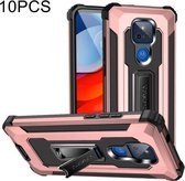 Voor Motorola Moto G Play 2021 10 PCS Knight Jazz PC + TPU Schokbestendige beschermhoes met opvouwbare houder (rosé goud)