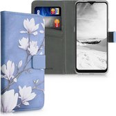 kwmobile telefoonhoesje voor Motorola Moto E7 - Backcover voor smartphone - Hoesje met pasjeshouder in taupe / wit / blauwgrijs - Magnolia design