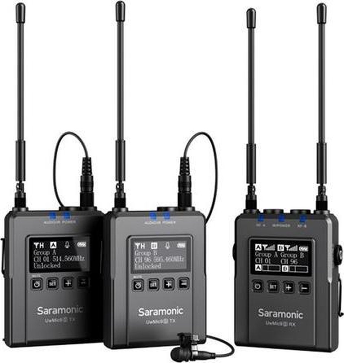 Saramonic UwMic9S kit 2 draadloze 2 x Lavalier Microfoons Set TX9S + TX9S + RX9S UHF voor op camera