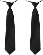 2x stuks zwarte carnaval verkleed stropdas 40 cm verkleedaccessoire voor dames/heren