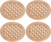 Set van 4x stuks ronde pannen onderzetters van hout 19 cm - Onderzetters voor ovenschalen en kookpannen