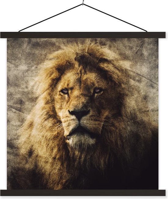 Porte-affiche avec affiche - Affiche scolaire - Lions - Abstrait - Couleur - 60x60 cm - Lattes noires