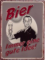 Clayre & Eef Tekstbord 33*25 cm Meerkleurig Ijzer Rechthoek Bier Wandbord Quote Bord