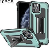 10 PCS Knight Jazz PC + TPU schokbestendige beschermhoes met opvouwbare houder voor iPhone 11 Pro (grasgroen)