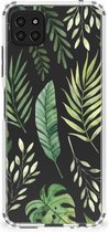 Leuk Case Geschikt voor Samsung Galaxy A22 5G Smartphone hoesje met doorzichtige rand Bladeren