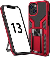 Apple iPhone 13 Hoesje Hybride Back Cover met Kickstand Rood