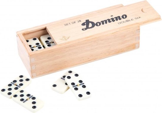 Afbeelding van het spel Domino dubbel-6 junior 41 cm hout wit 28 stenen