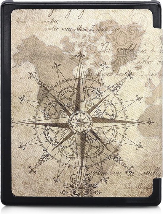kwmobile e-reader hoesje geschikt voor Kobo Aura Edition 1 hoes - E reader flip case met magnetische sluiting - Ereader cover - Vintage Travel design in bruin / lichtbruin van Merkloos — afbeelding 4