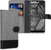 kwmobile telefoonhoesje voor LG Q60 - Hoesje met pasjeshouder in grijs / zwart - Case met portemonnee