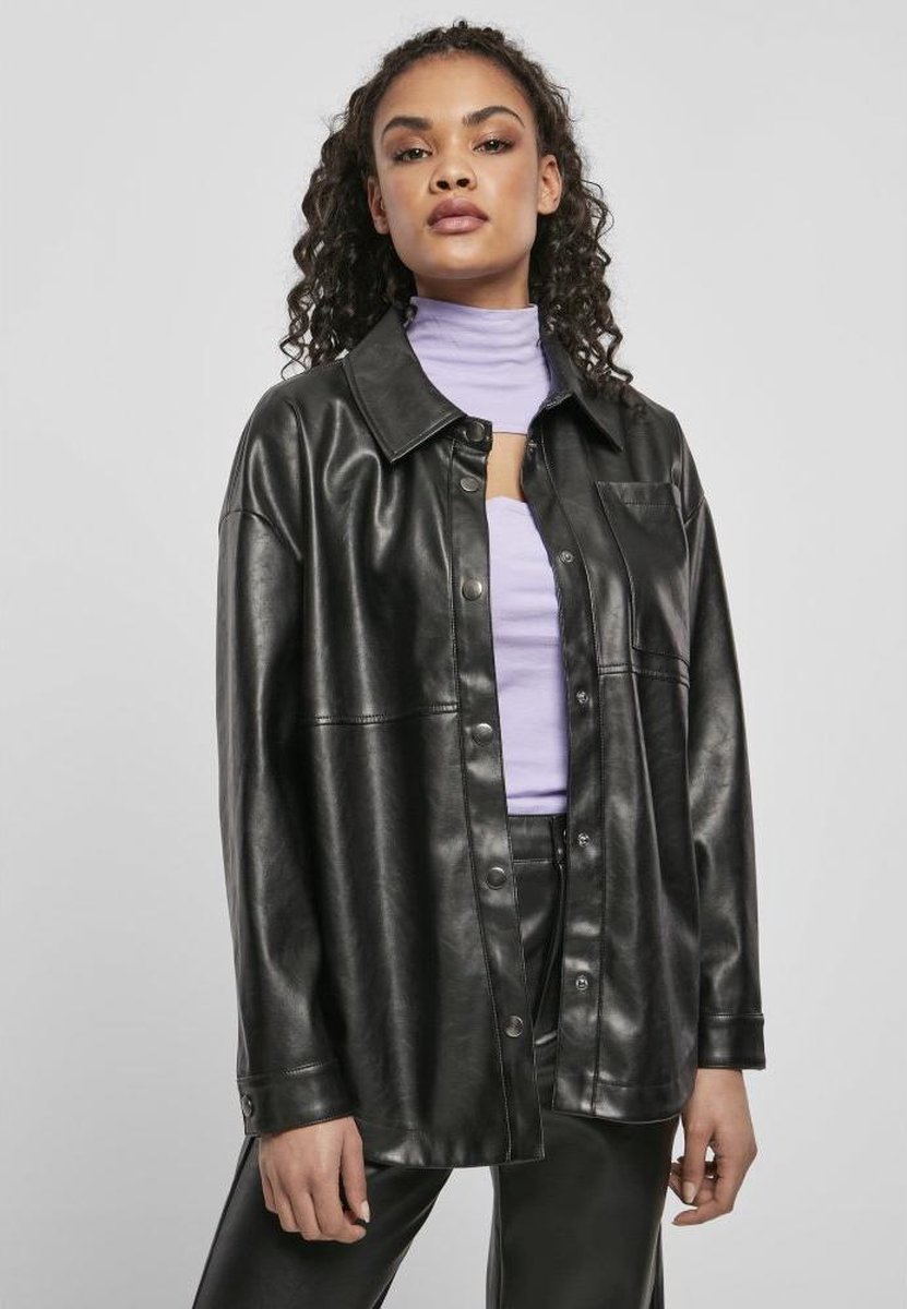 Urban Classics Faux Leather Blouse M Zwart
