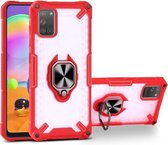 Matte TPU + PC magnetische schokbestendige hoes met ringhouder voor Samsung Galaxy A31 (rood)