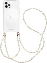 iMoshion Hoesje Geschikt voor iPhone 12 Pro Max Hoesje Met Koord - iMoshion Backcover met koord + armband - Parels - Transparant