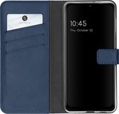 Selencia Echt Lederen Booktype Samsung Galaxy A22 (5G) hoesje - Blauw