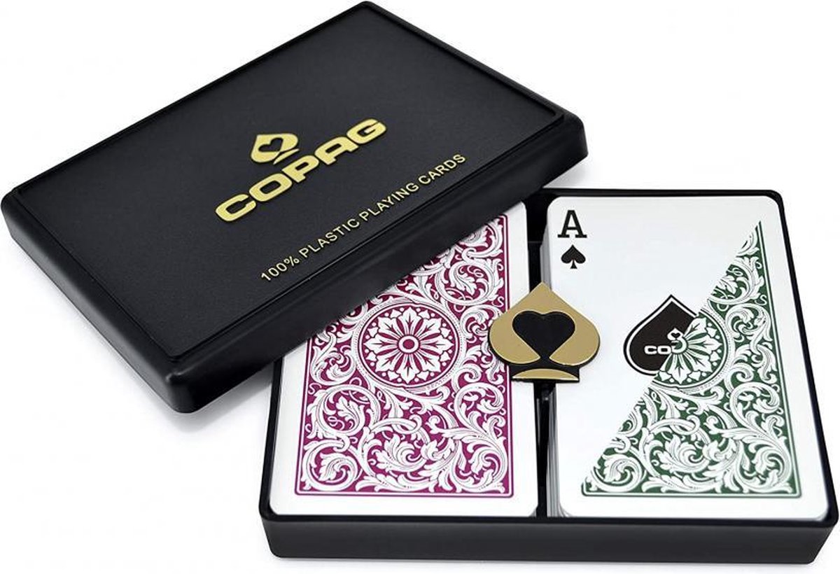 Afbeelding van product Copag  speelkaarten 5,6 x 8,7 cm PVC groen/rood 111-delig