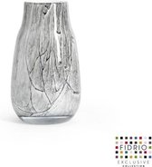 Design vaas verona small - Fidrio CEMENT GREY - glas, mondgeblazen bloemenvaas - diameter 7 cm hoogte 19 cm
