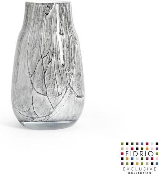 Design vaas verona small - Fidrio CEMENT GREY - glas, mondgeblazen bloemenvaas - diameter 7 cm hoogte 19 cm