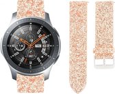Leer Smartwatch bandje - Geschikt voor Strap-it Samsung Galaxy Watch 46mm leren glitter bandje - rosé goud - Strap-it Horlogeband / Polsband / Armband
