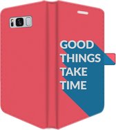 Samsung Galaxy S8 Telefoonhoesje - Portemonneehoesje  - Met pasjeshouder - Met Quote - Good Things - Rood