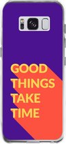 Samsung Galaxy S8 Telefoonhoesje - Transparant Siliconenhoesje - Flexibel - Met Quote - Good Things - Paars