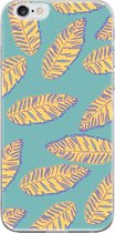 Apple iPhone 6/6S Telefoonhoesje - Transparant Siliconenhoesje - Flexibel - Met Plantenprint - Tropische Blaadjes - Donkergroen