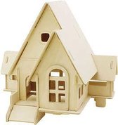 3D Houten constructie set, Huis met veranda, afm 22,5x17,5x20,5 , 1 stuk