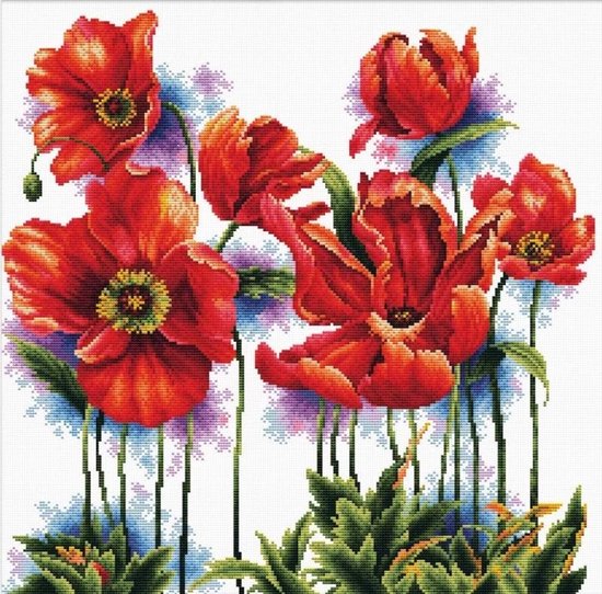 Foto: Borduurpakket lovely poppies voorbedrukt needleart world