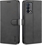 Voor OPPO K9 AZNS Huid Voelen Kalf Textuur Horizontale Flip Lederen Case met Kaartsleuven & Houder & Portemonnee (Zwart)