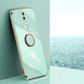 Voor OPPO F11 XINLI Straight 6D Plating Gold Edge TPU Shockproof Case met Ring Holder (Mint Green)