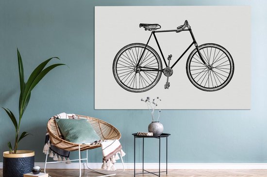 Toile Peinture Vintage - Vélo - Guidon - 150x100 cm - Décoration murale