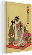 Canvas Schilderij Vrouw - Japan - Kimono - 20x30 cm - Wanddecoratie