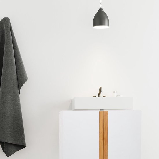 Relaxdays Wastafelonderkast Bamboe - 60x60x30 Cm - Met Sifon Uitsparing En Verstelbare Planken - Natuur/Wit