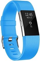 Fitbit Charge 2 siliconen bandje |Licht Blauw / Light Blue |Square patroon | Premium kwaliteit | Maat: S/M | TrendParts