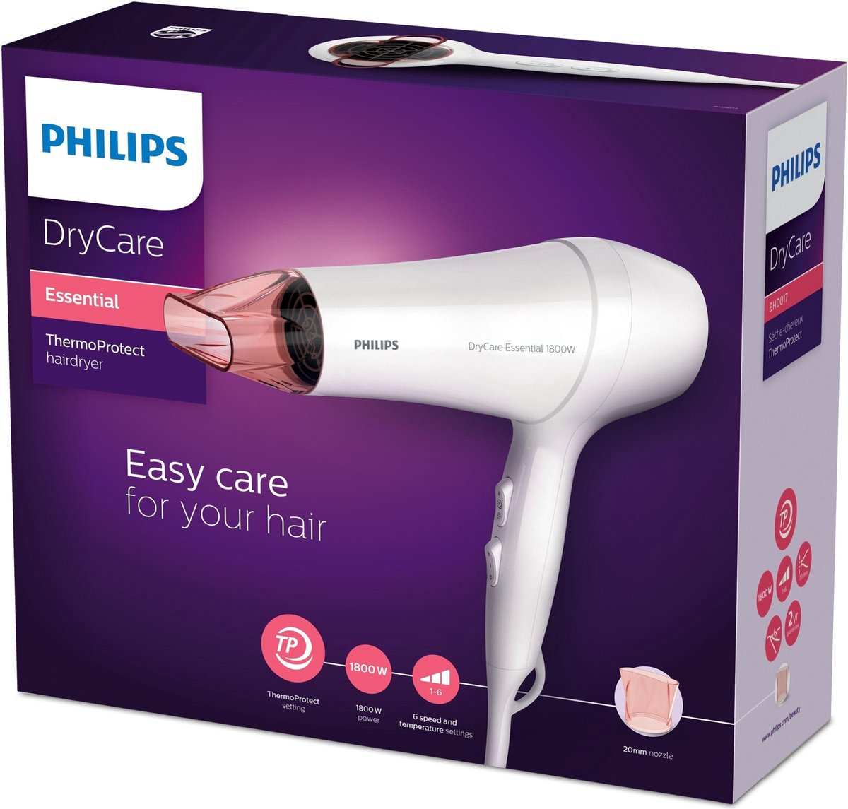 Philips Sèche-cheveux, 1 800 W, fonction ThermoProtect | bol.com