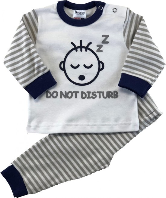 Beeren Babypyjama Do Not Disturb Grijs/wit Maat 74/80