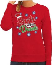 Foute kersttrui / sweater Santa is a little drunk rood voor dames - kerstkleding / christmas outfit S (36)