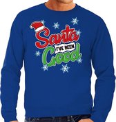 Foute Kersttrui / sweater - Santa I have been good - blauw voor heren - kerstkleding / kerst outfit L (52)
