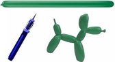 100x Groene modelleer/clowns ballonnen met ballonpomp - Ballonfiguur/ballonfiguren maken - Ballonvouwen