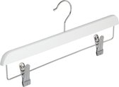 De Kledinghanger Gigant - 15 x Rok / broekhanger beukenhout wit gelakt met anti-slip knijpers, 40 cm