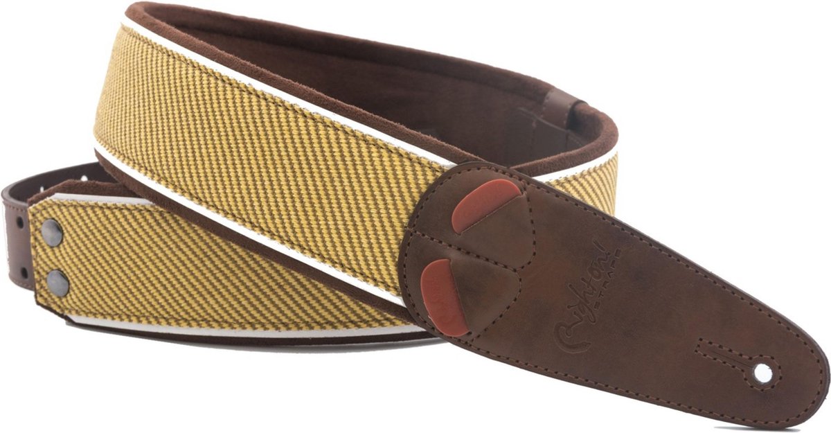 Righton Mojo Tweed Brown - Gitaarband, handgemaakt, vegan - beige