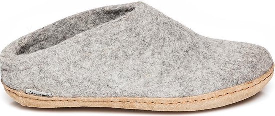 Glerups Slipper met leren zool-Grijs-41