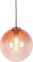 QAZQA pallon - Art Deco Hanglamp - 1 lichts - Ø 330 mm - Roze - Woonkamer | Slaapkamer | Keuken