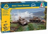 1:72 Italeri 7518 M4A3 75mm Sherman Tank - 2 fast assembly kits Plastic Modelbouwpakket