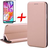 Hoesje geschikt voor Samsung Galaxy A70 + Screenprotector Full Screen - Book Case Flip Wallet - iCall - Roségoud