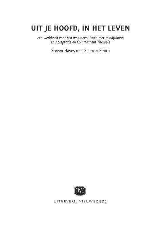 Titelpagina van het boek 'UIT JE HOOFD, IN HET LEVEN'.