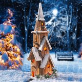 Houten kerk met LED-lampjes