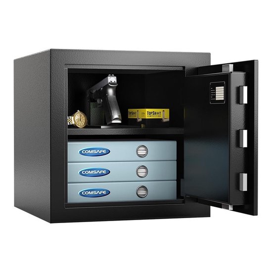 Coffre-fort Rottner Monaco 45 DB - Certifié Anti-effraction (classe 1), Serrure à Clé, Possibilité D'ancrage - Noir, Avec étagère Intérieure