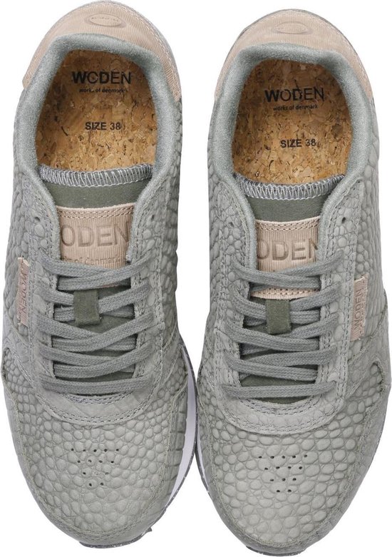 Woden Vrouwen Sneakers - Ydun croco - Groen - Maat 39 | bol.com
