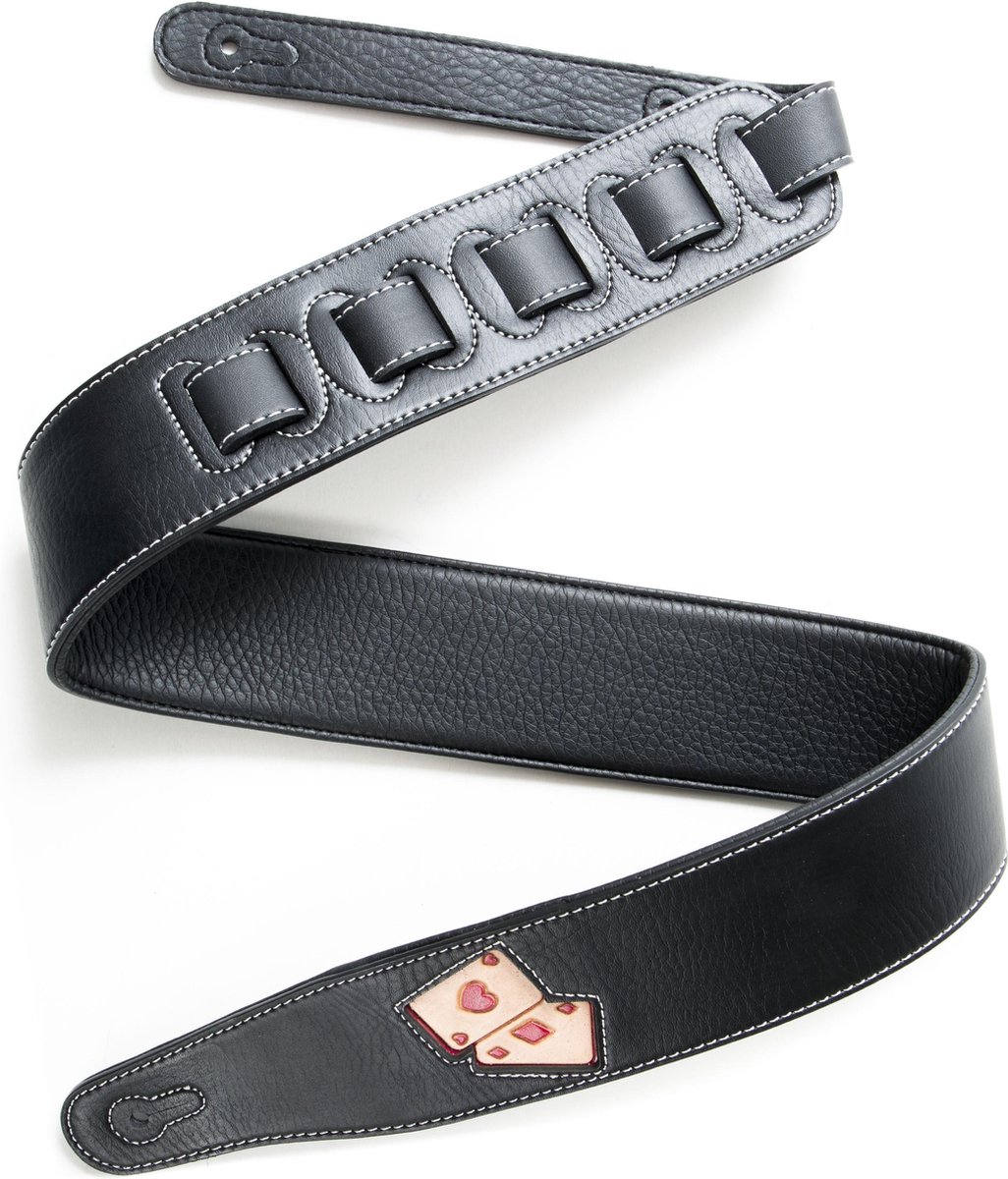Fame Garment Leather Red Aces Black - Gitaarband
